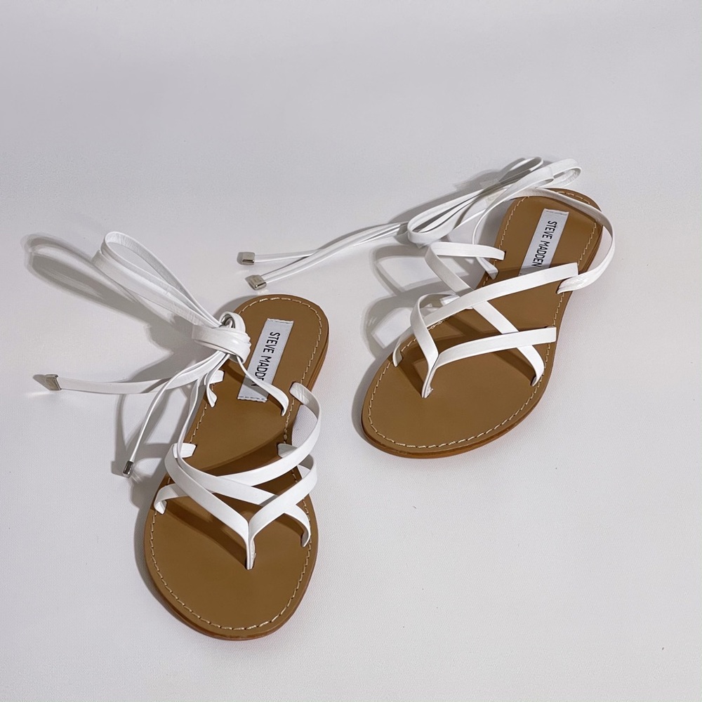 Steve Madden White Keyes Leather Gladiator Sandal